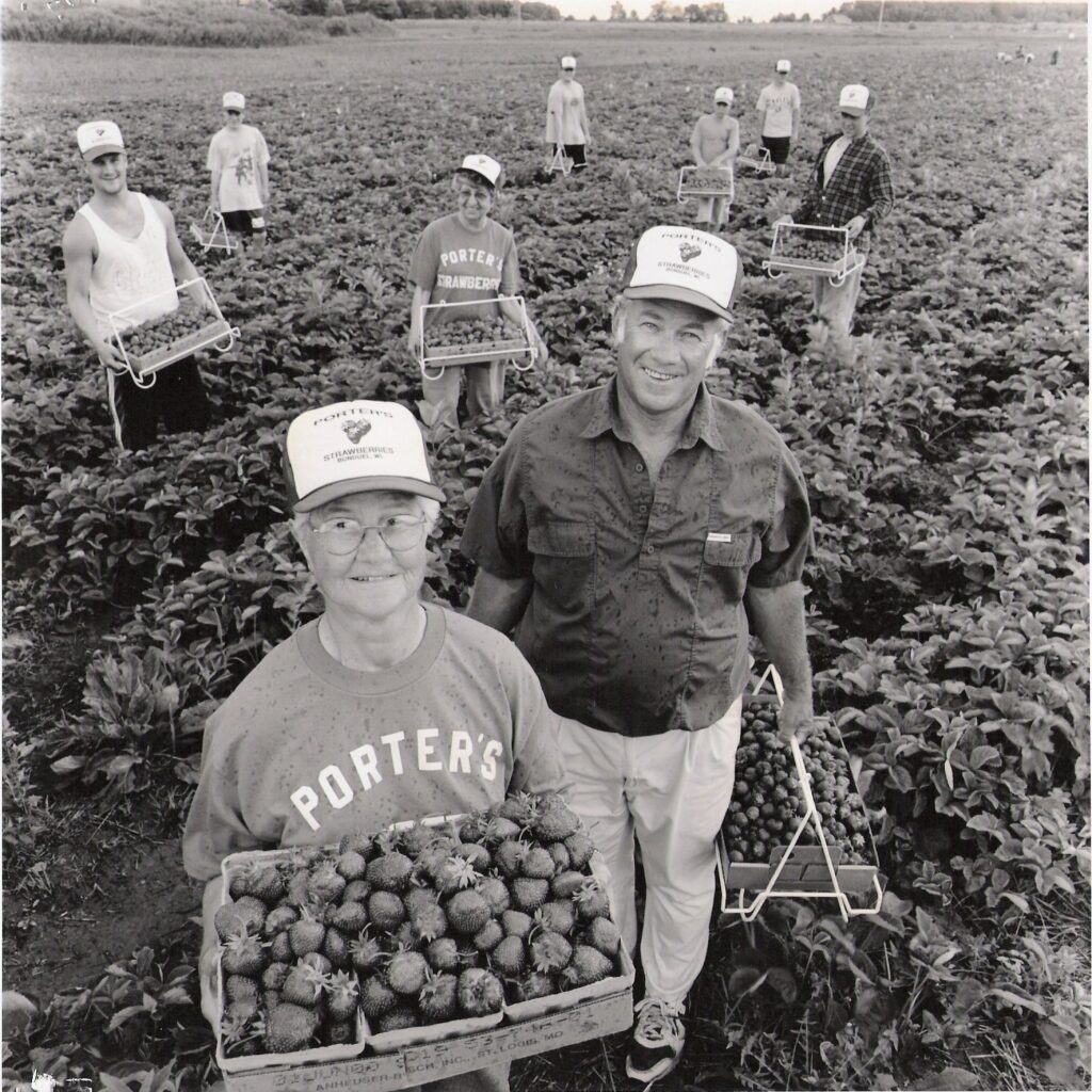 Jeep and crew picking berries